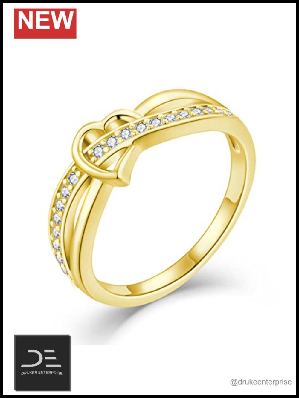 Sterling Silver Gold Plated Infinity Heart Promise Ring CZ Women Size 6